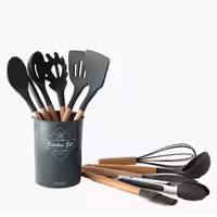 ست 12 پارچه سیلیکونی کفگیر و ملاقه (وارداتی) رنگ مشکی و طوسی  و تیفانی سرویس کفگیر ملاقه جهت اطلاع از رنگ پیام بدید 