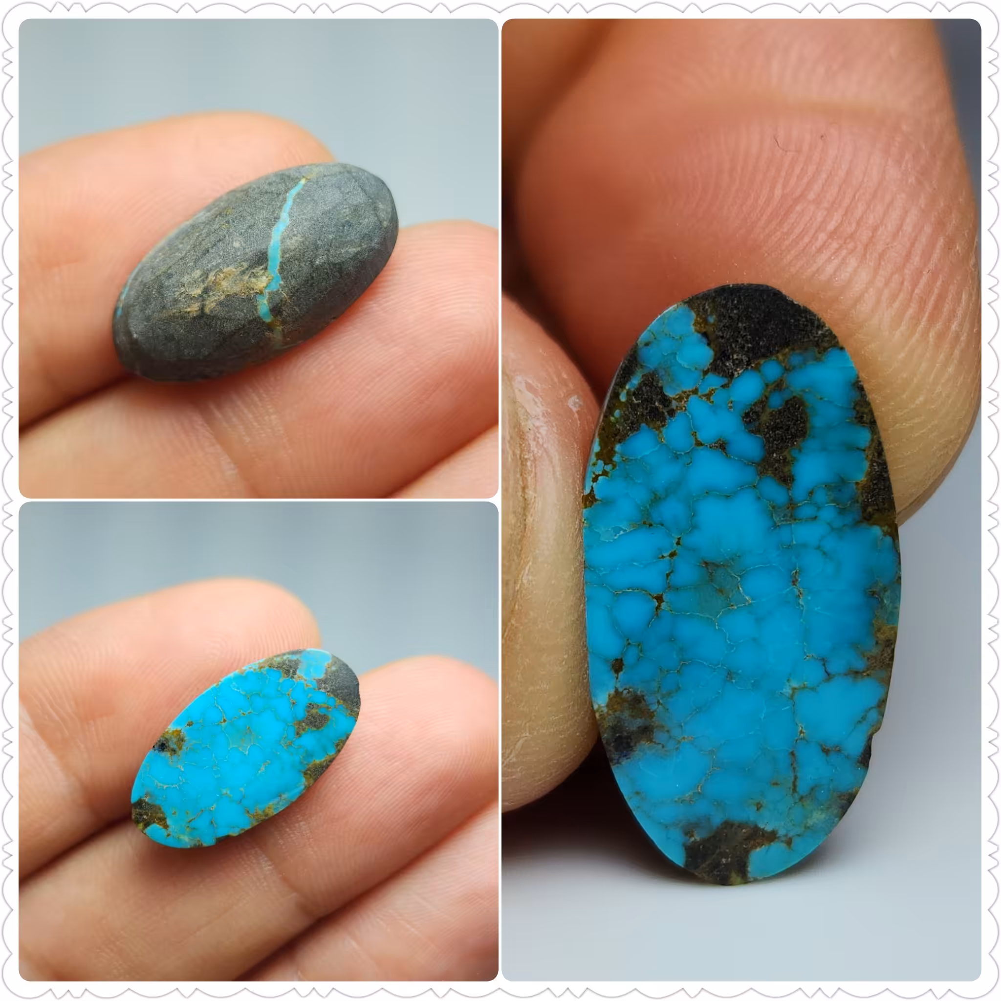 نگین فیروزه سبز آبی طبیعی نیشابوری 