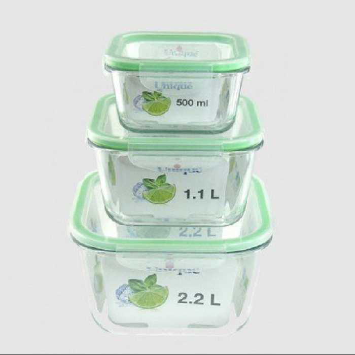 ست ظروف غذا فریزری شیشه ای سه سایز یونیک کد 2813