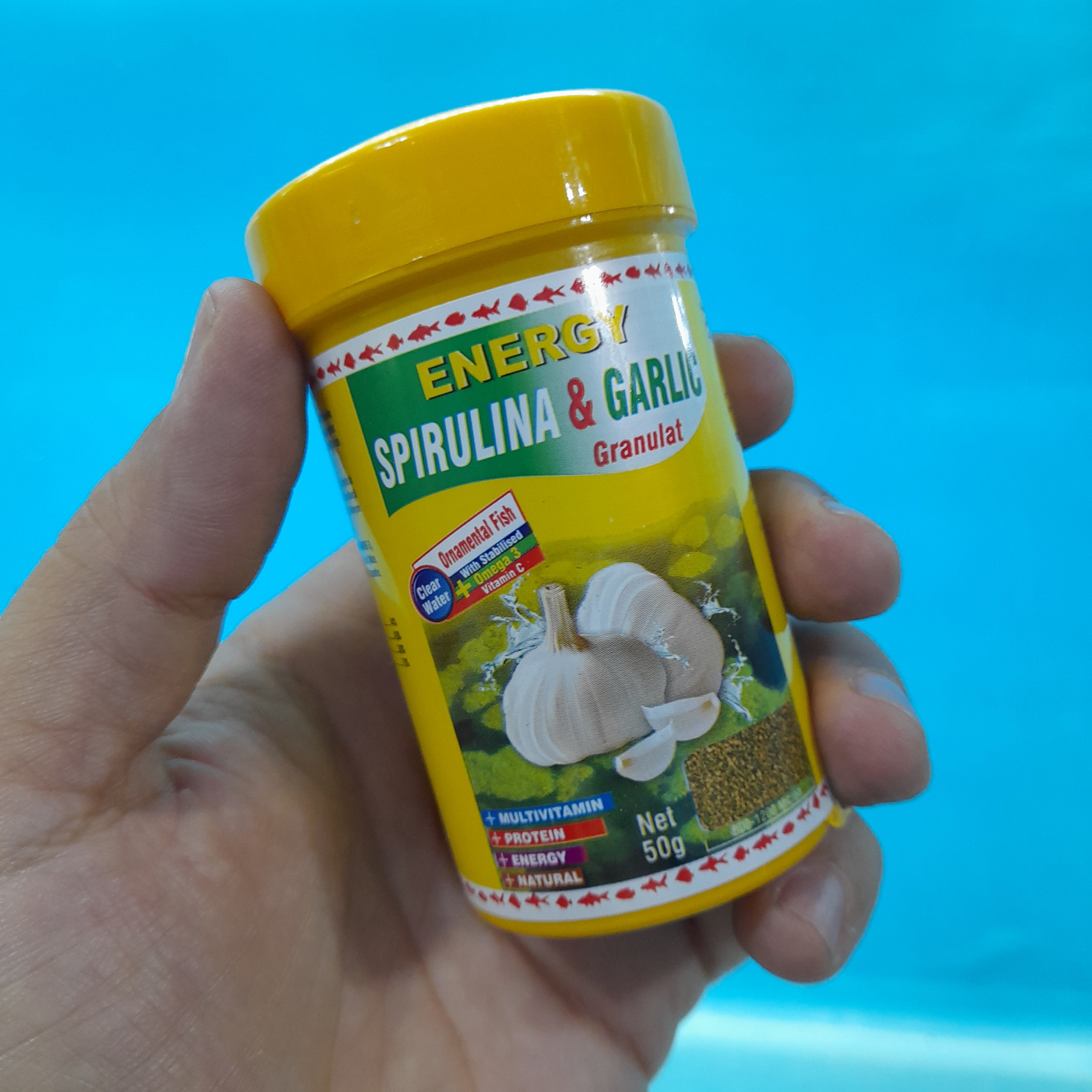 غذای ماهی آکواریوم(گیاه خوار، گوشت خوار) اسپیرولینا گارلیک گرانول 100 میلی انرژی