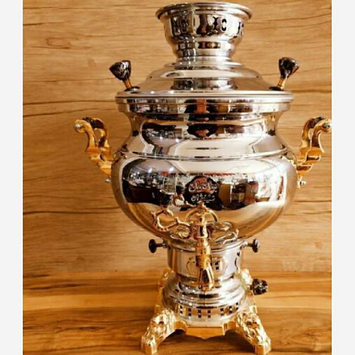 سماور گازی 8لیتری  ساده برنجی کیفیت عالی  چن طرح مختلف