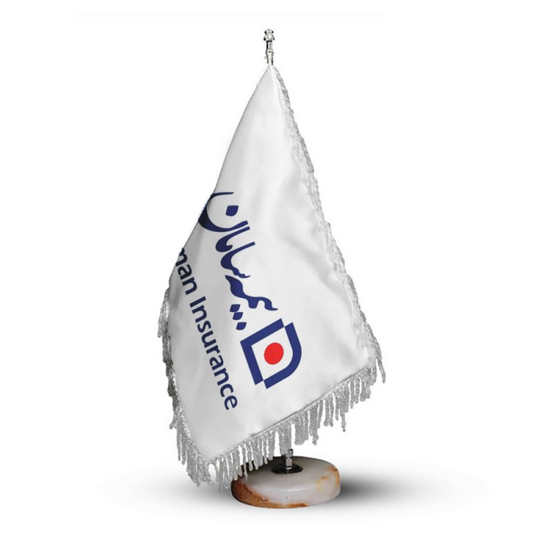 پرچم رومیزی ساتن ریشه دار با طرح اختصاصی (5 تا 10 عدد)