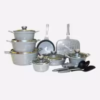 سرویس قابلمه 18 پارچه کلاسیک گرانیتی نقره ای یونیک کد 7778