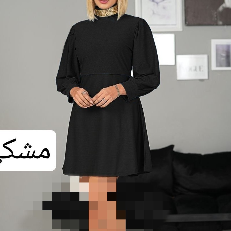 تونیک بلند زنانه و دخترانه جلوه  یقه پولک کار شده فریسایز از 38 تا 44 جنس کرپ کش