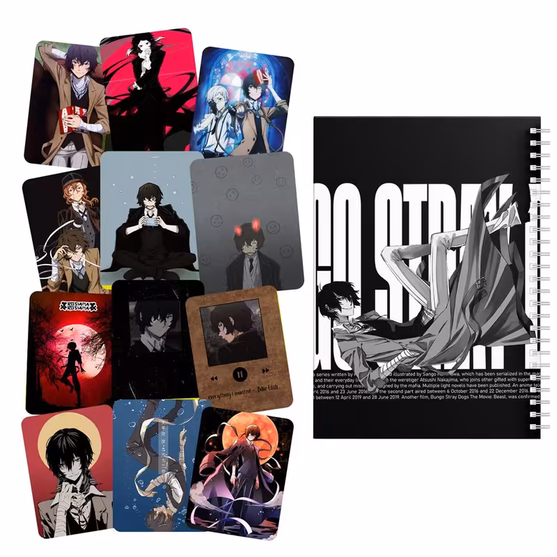 دفتر نقاشی باژیکان طرح انیمه سگ های ولگرد بانگو کد 20100703 به همراه استیکر لپ تاپ مجموعه 12 عددی