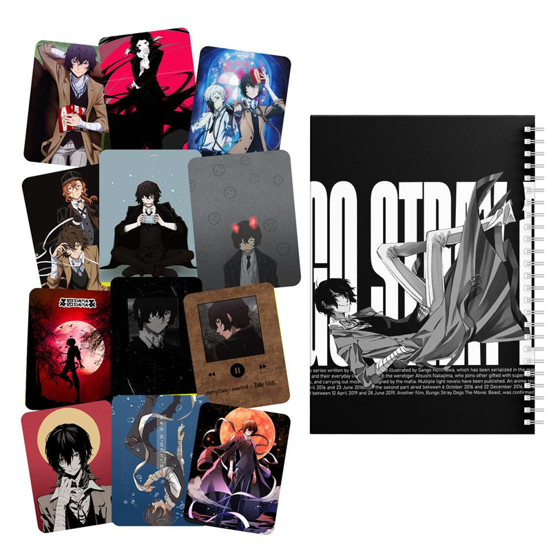 دفتر نقاشی باژیکان طرح انیمه سگ های ولگرد بانگو کد 20100703 به همراه استیکر لپ تاپ مجموعه 12 عددی