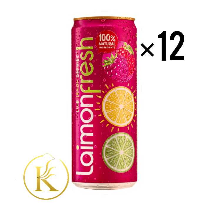 نوشیدنی آبمیوه انواع توت و لیمو لایمون فرش بسته ی 12 عددی (330 میل) laimon fresh