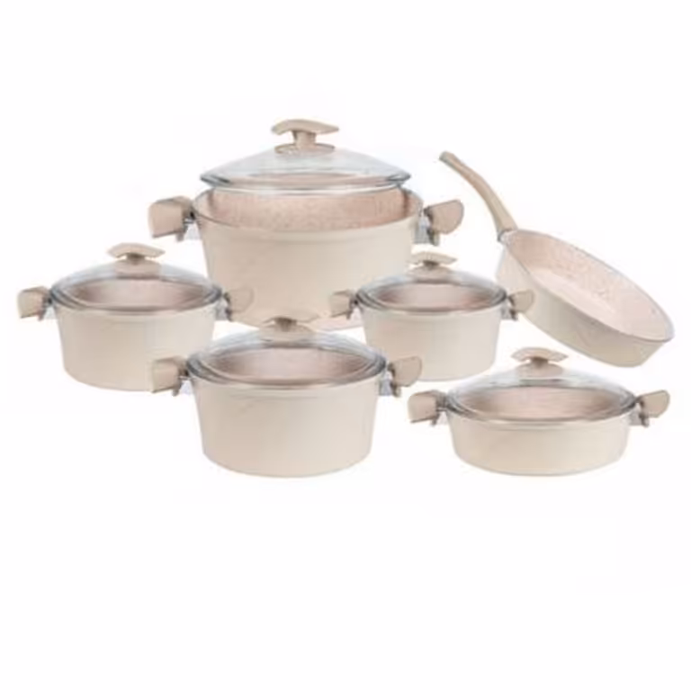 سرویس قابلمه 11 پارچه مدل ماریا  گرانیتی فورج پی ام تی کرم