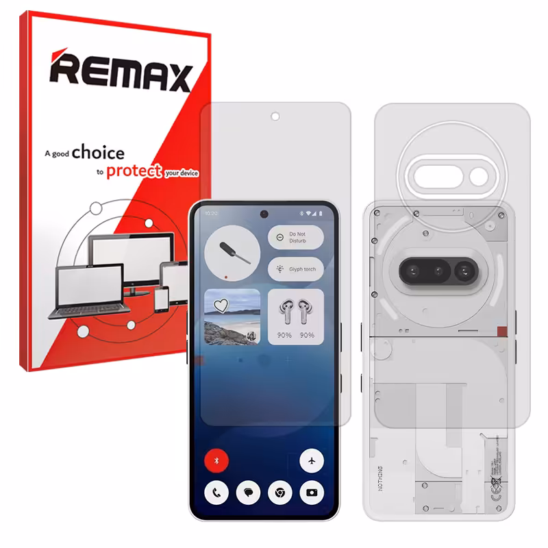 گلس صفحه نمایش و پشت گوشی ناتینگ فون 3a مدل هیدروژلی شفاف برند ریمکس کد SS