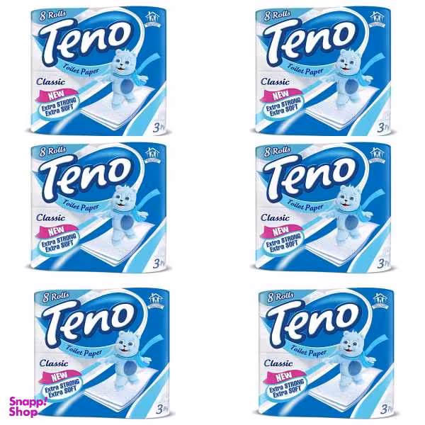 دستمال توالت 8 رول تنو کد 02 مجموعه 6 عددی