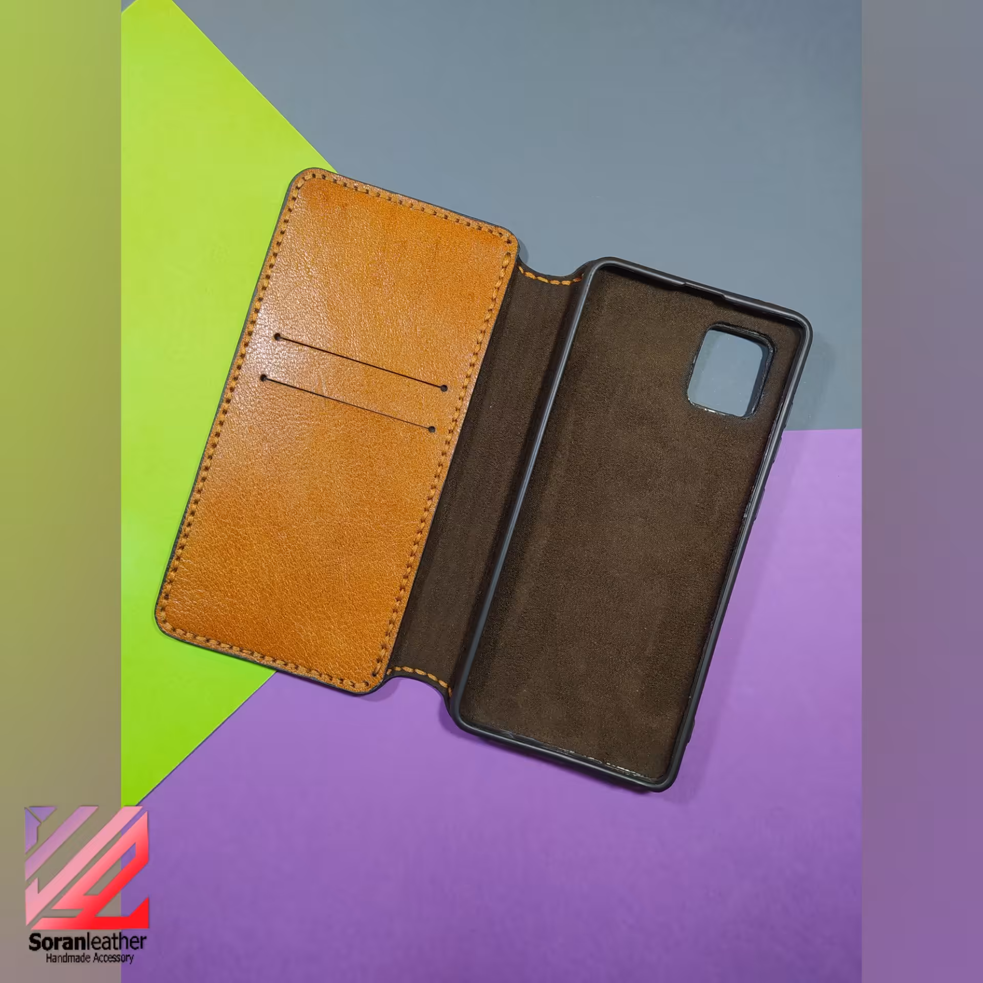 کیف گوشی دستدوز چرم سوپر بزی مدل(نوت10 لایت)