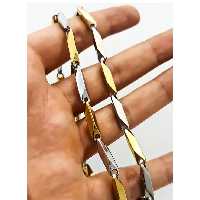 زنجیر استیل کبریتی دو رنگ با دستبند استیل رنگ ثابت بدون حساسیت