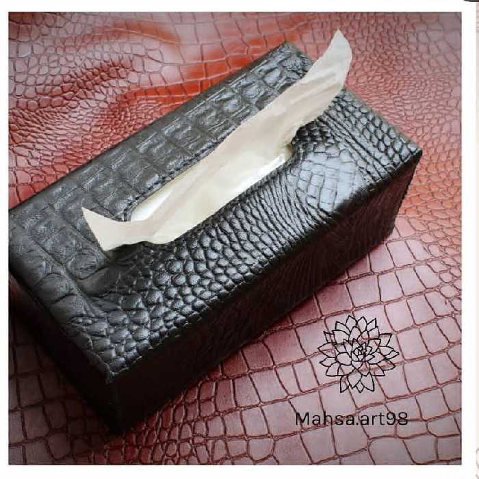 جعبه دستمال کاغذی چرم طبیعی