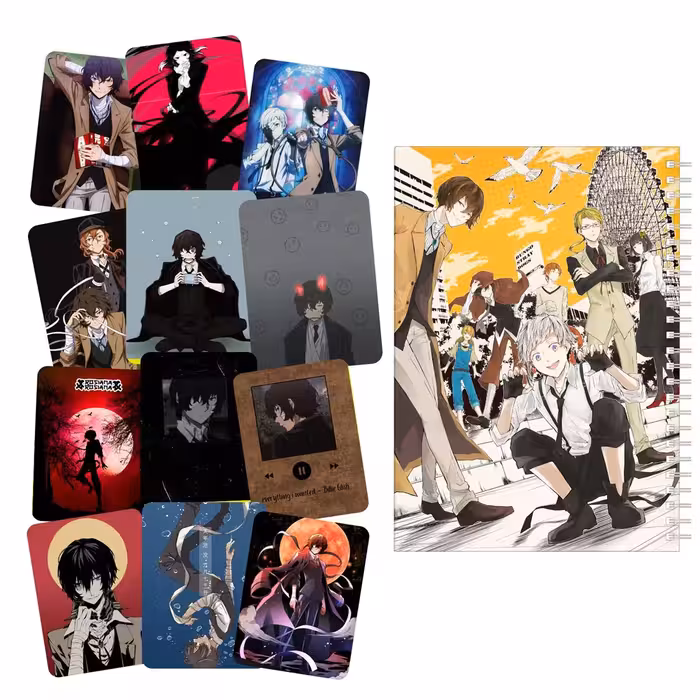 دفتر نقاشی باژیکان طرح انیمه سگ های ولگرد بانگو کد 20100695 به همراه استیکر لپ تاپ مجموعه 12 عددی