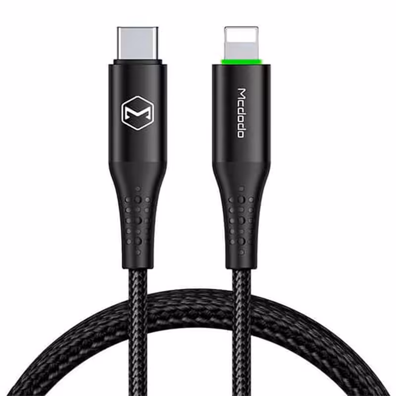 کابل خاموشی خودکار فست شارژ لایتنینگ به تایپ سی مک دودو 36 وات (طول 1.8 متر)