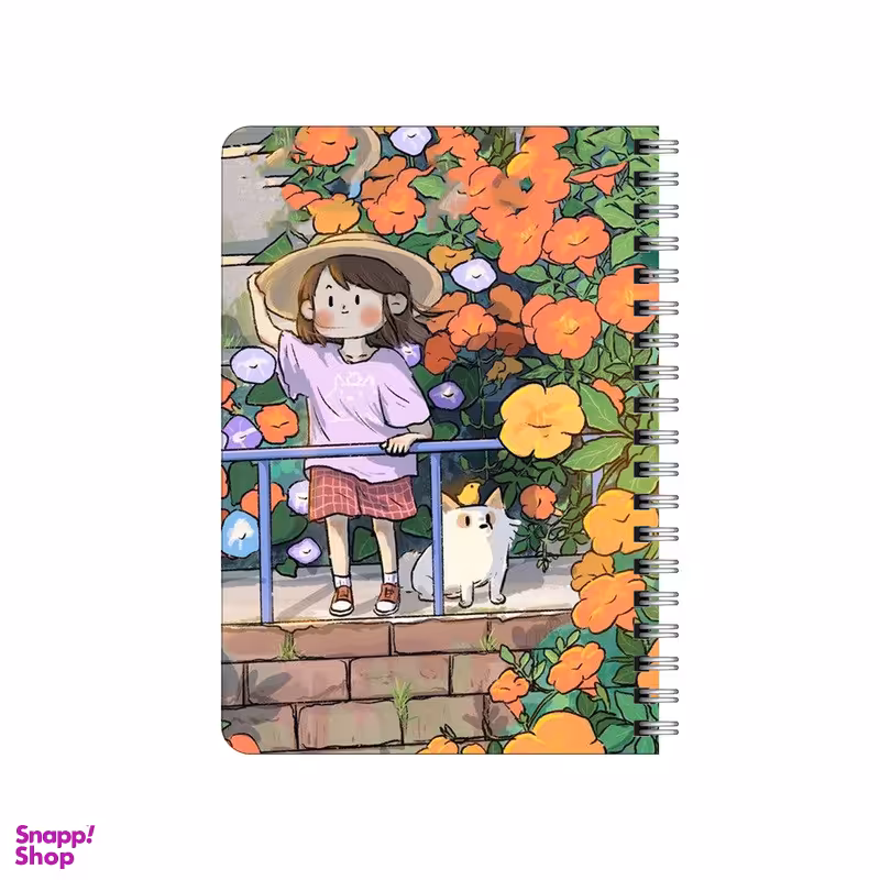 دفترچه یادداشت 80 برگ بامبیلیپ مدل چوبی طرح دختر وگربه در باغ کد 8268265