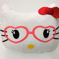 بالش فانتزی عروسکی کیتی سفید عینک قلبی قرمز
