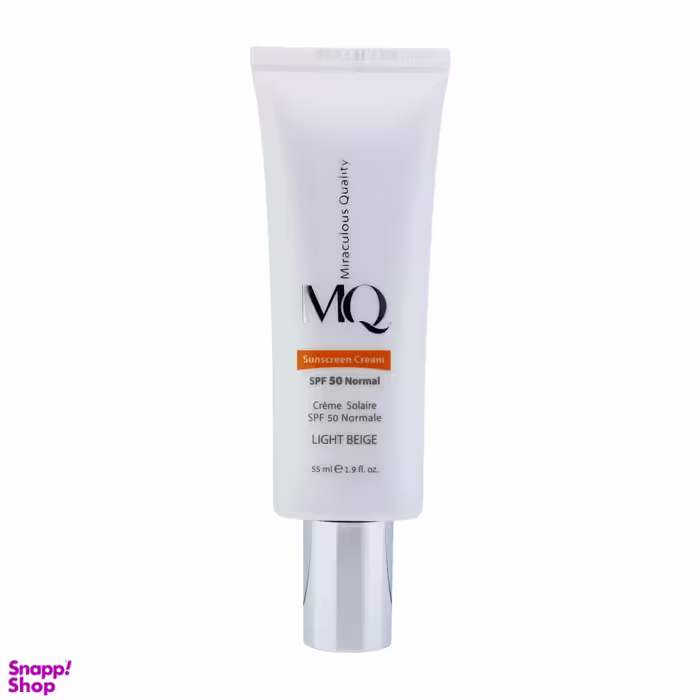کرم ضد آفتاب Spf50 ام کیو مدل نرمال بی رنگ حجم 55 میلی لیتر