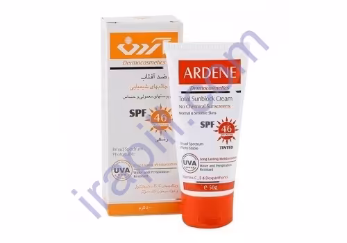 کرم ضد آفتاب رنگی فاقد جاذب های شیمیایی SPF46 آردن 50 گرم