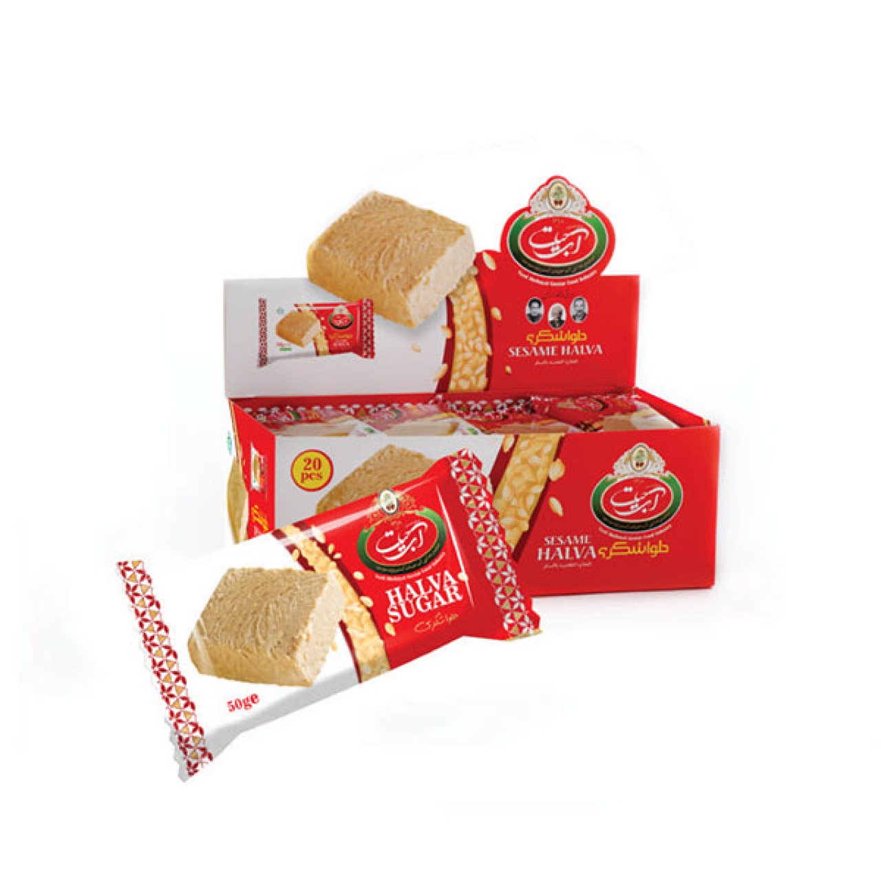 بسته 20 عددی حلوا شکری آب حیات یک کیلوگرمی