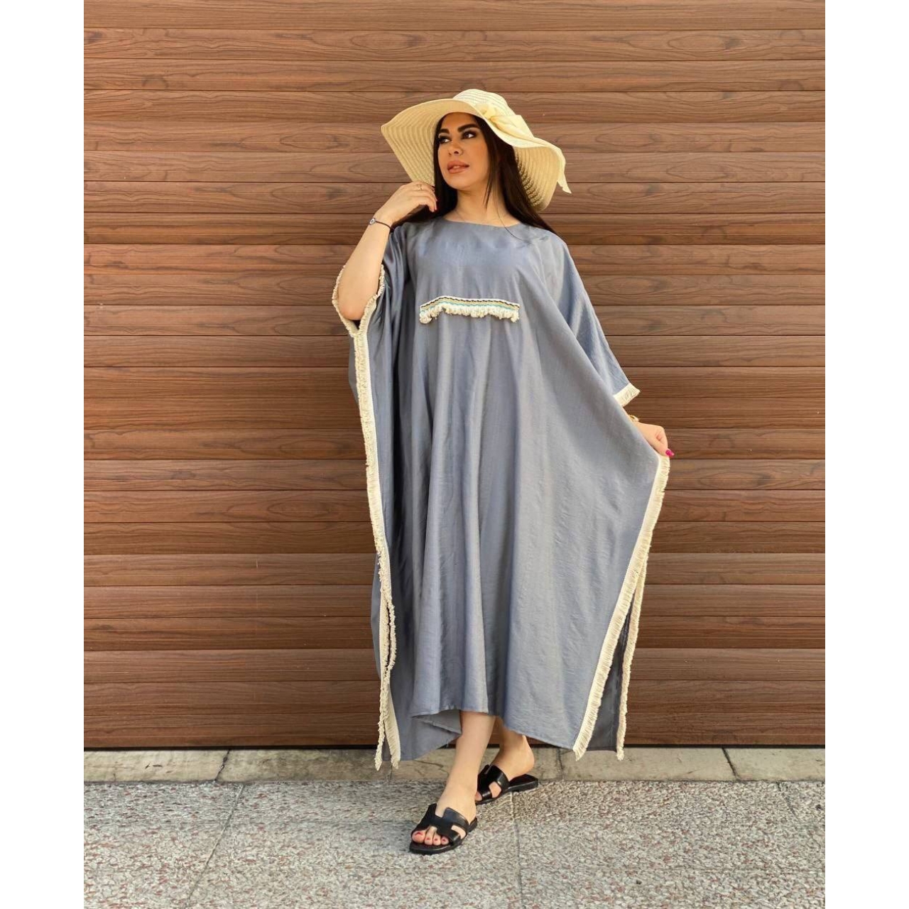 مانتو زنانه پیراهنی جلو بسته سایز بزرگ رنگ طوسی روشن