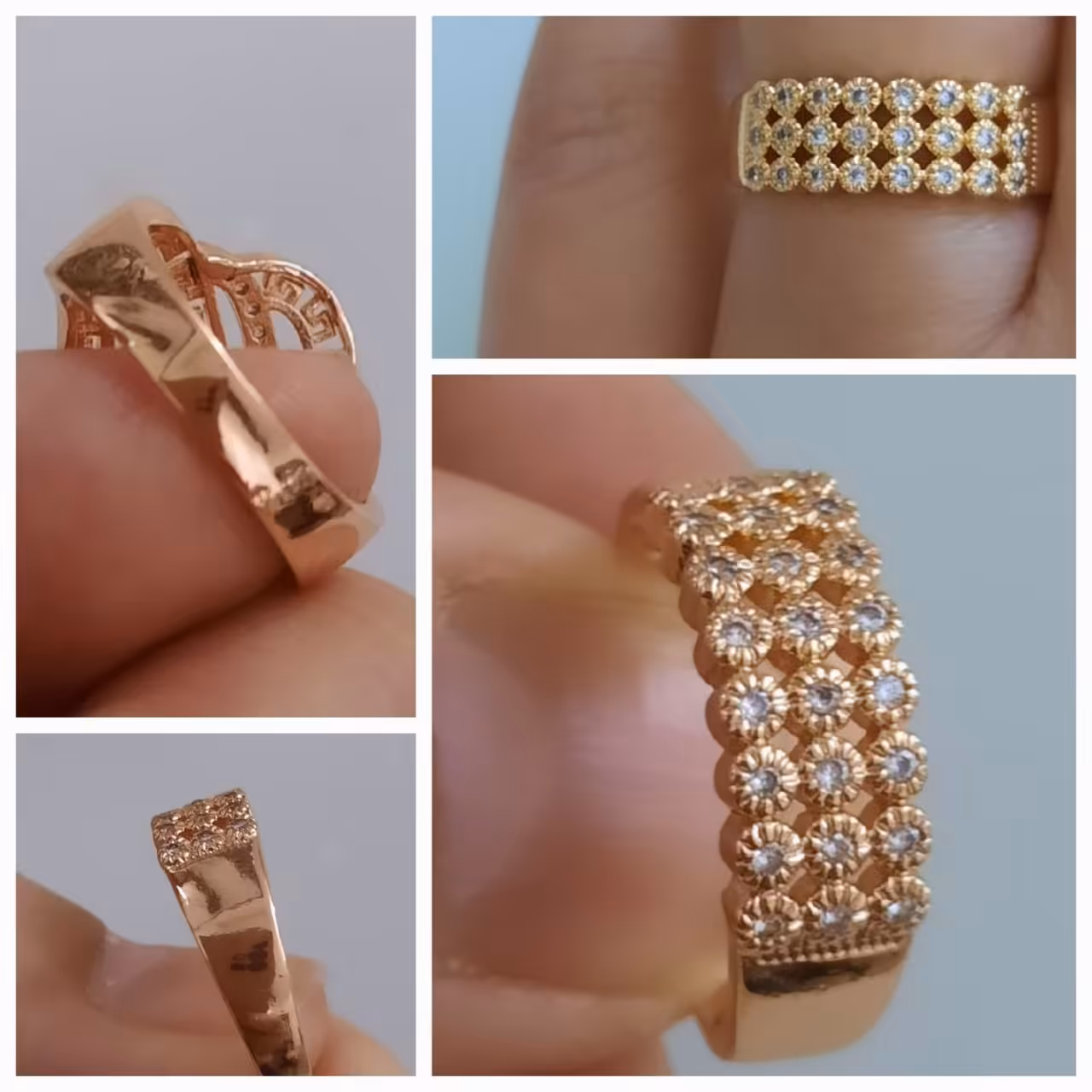 انگشتر نگین دار 3 ردیفه