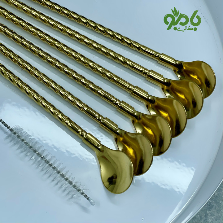 نی قاشقی استیل وارداتی فرچه دار ساده