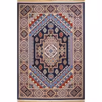 گلیم ماشینی افرند کد 9907 زمینه سرمه ای (شش متری)