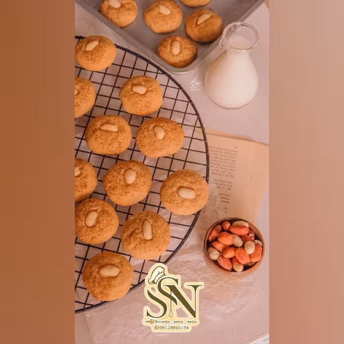 کوکی بادام زمینی با مغز کرم بادام زمینی   خانگی پخت روز (حس شیرین )