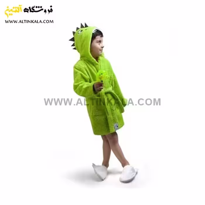 حوله پالتویی کودک پودایران طرح دایناسور سبز سایز 90