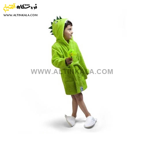 حوله پالتویی کودک پودایران طرح دایناسور سبز سایز 90