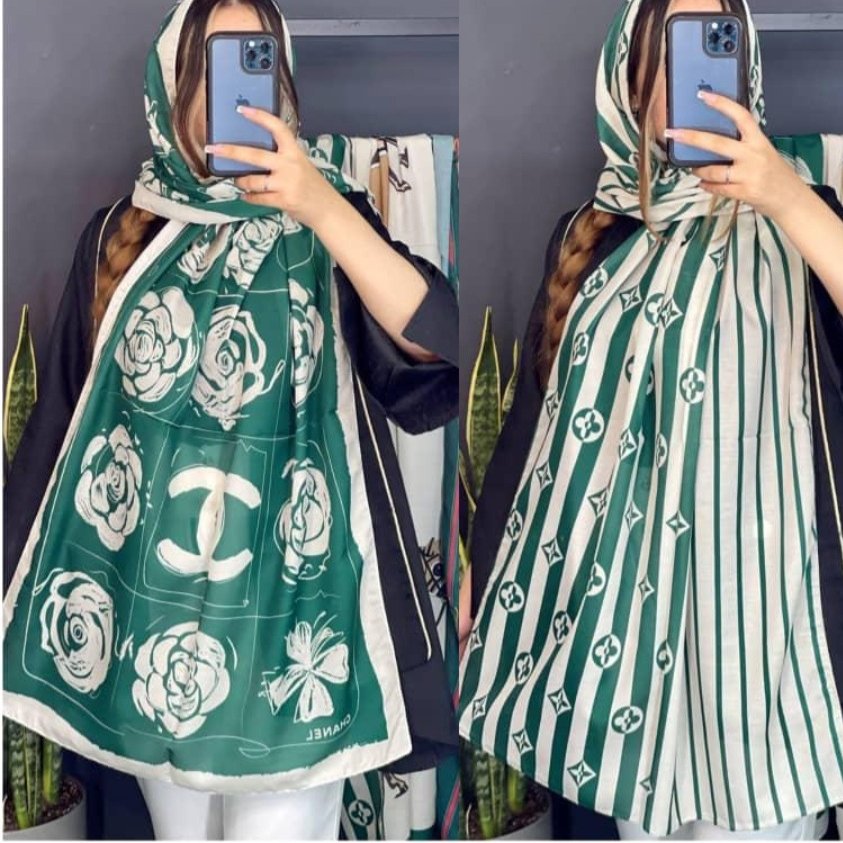 شال طرحدار منگوله دار ( پارچه نخی درجه یک)