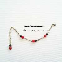 دستبند سنگ عقیق صورتی و انیکس مشکی برنزی