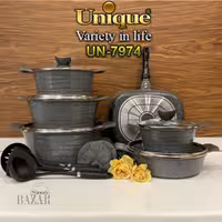 سرویس قابلمه 15 پارچه طوسی گرانیتی لاین یونیک کد 7974