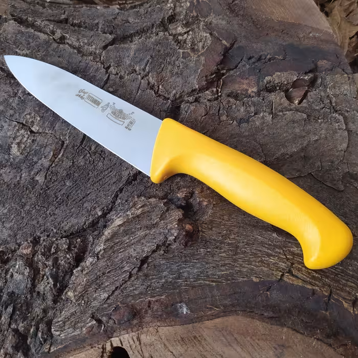 چاقو حیدری مدل دوبچه با تیغه استیل فولاد ضدزنگ و دسته پلکسی زرد