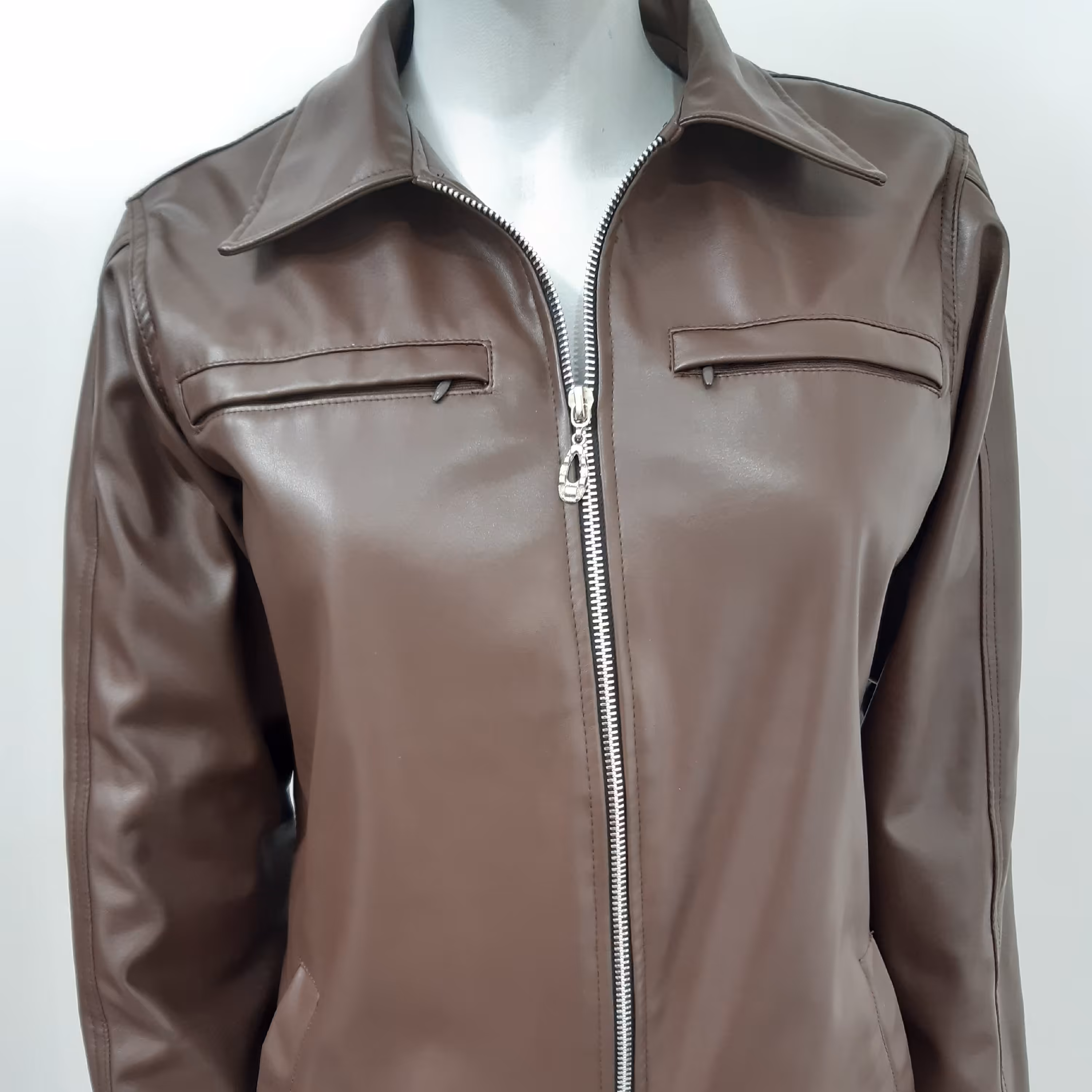 کاپشن چرم یقه شکاری