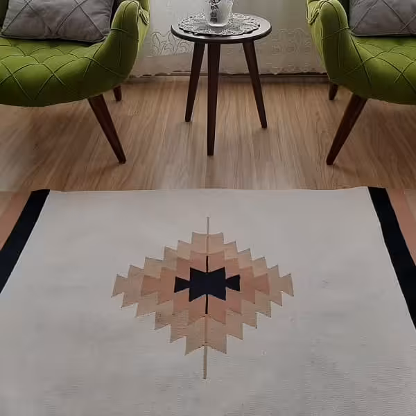 گلیم دستبافت با نخ آکرولیک و ابعاد حدود 100 در 200 و بافت عالی