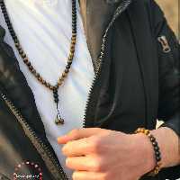 ست دستبند و گردنبند اونیکس و چشم ببر