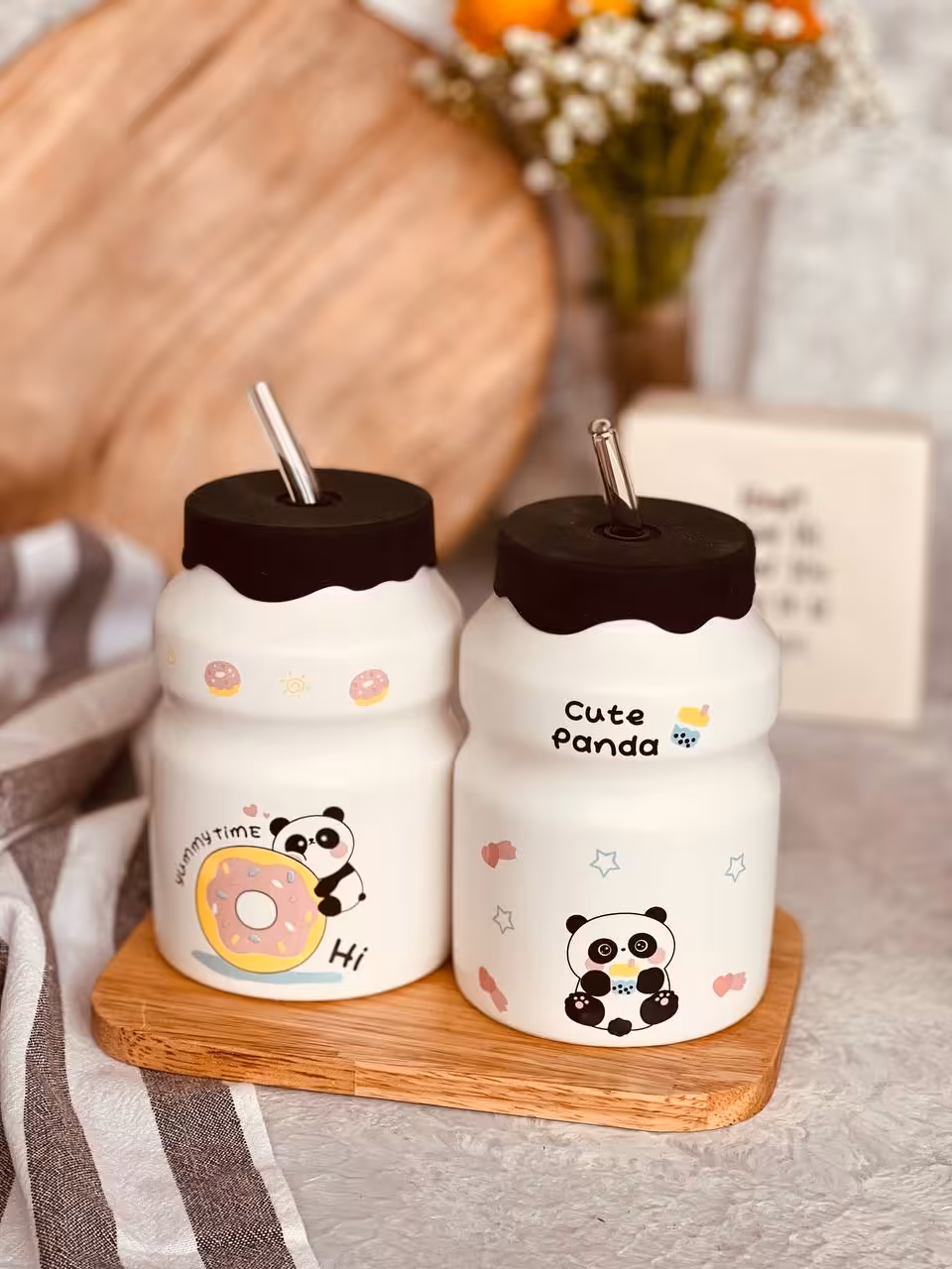 ماگ بلند درب سیلیکونی پاندا