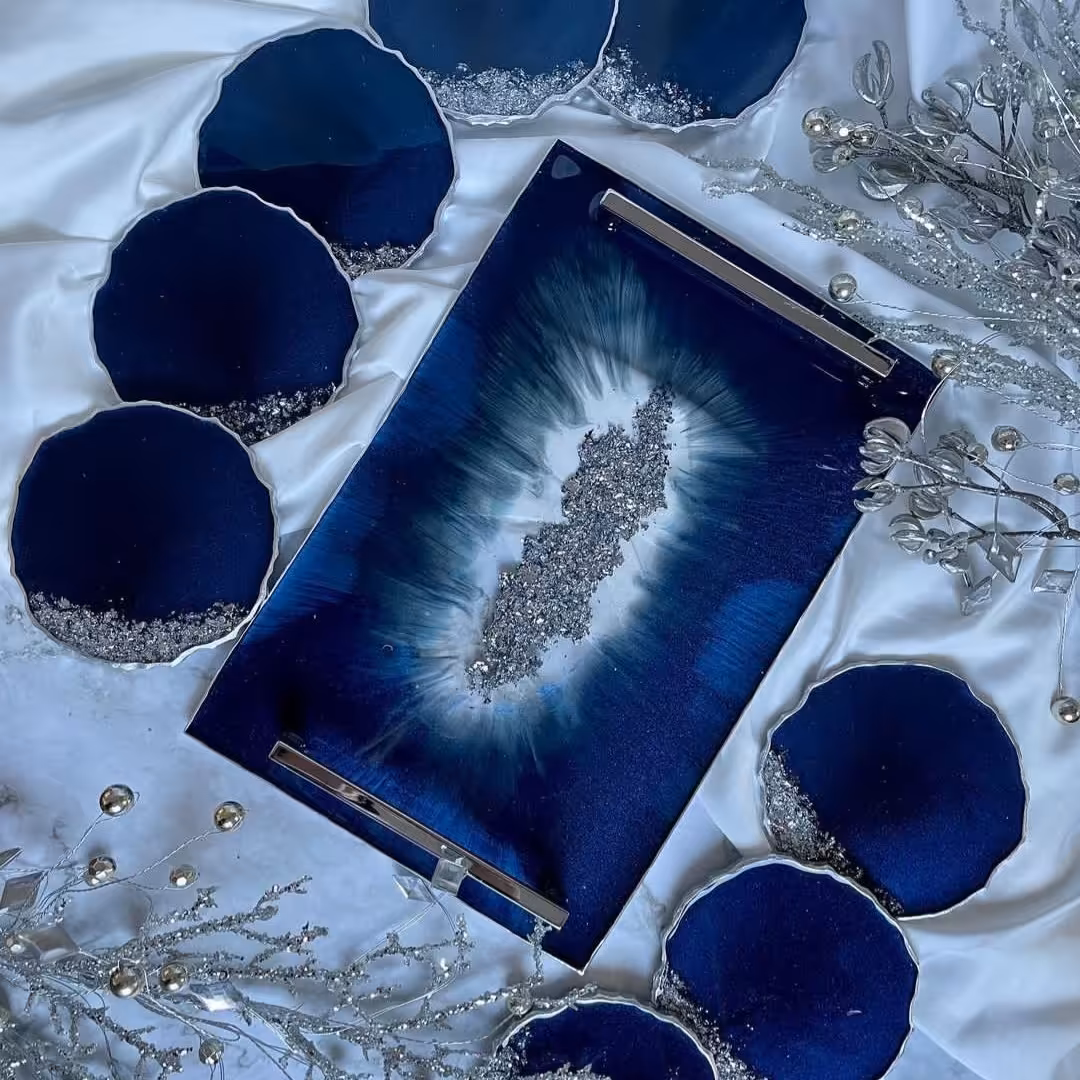 سینی رزینی مستطیلی به همراه بشقاب