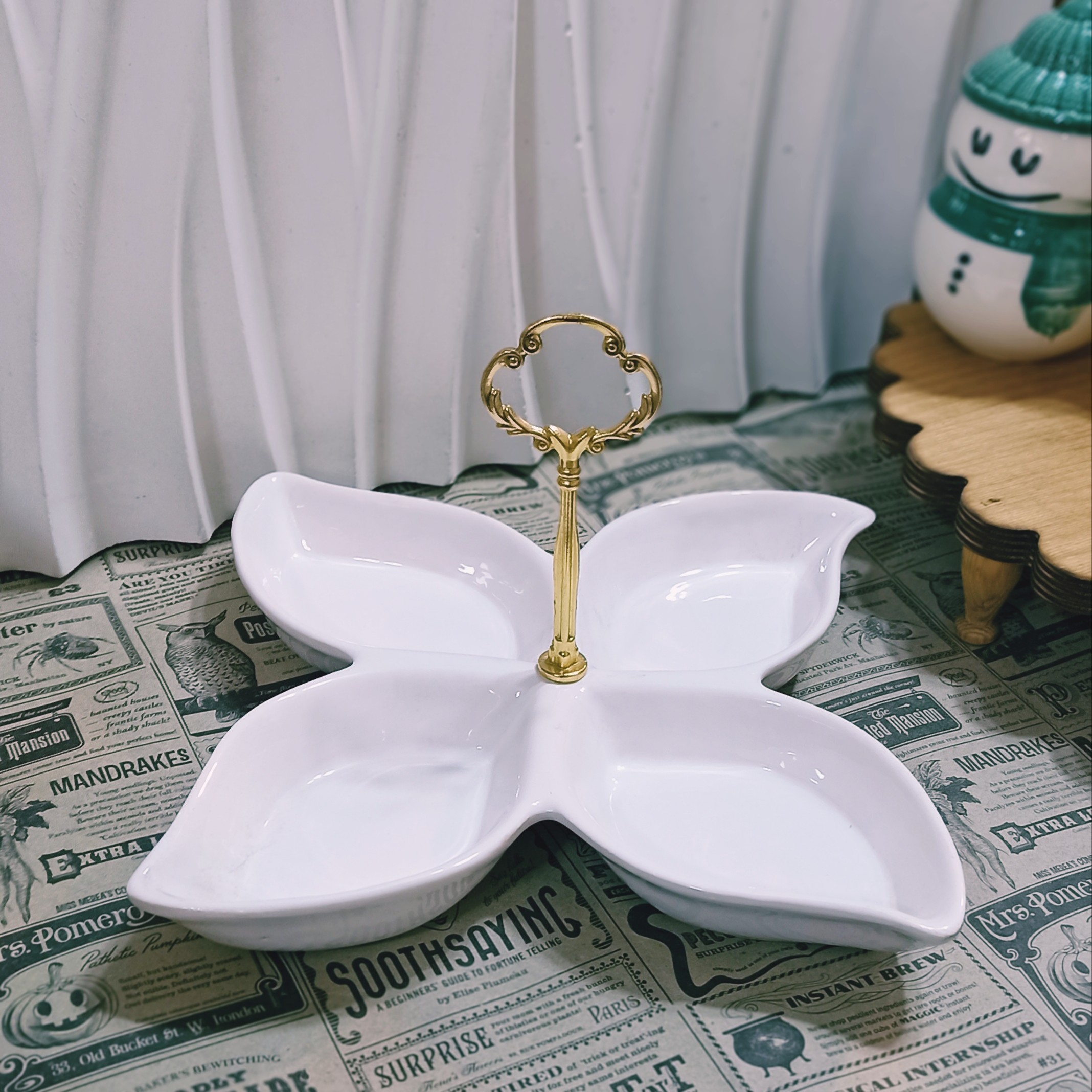 ظرف سرامیکی طرح قلب4خانه  دسته دار