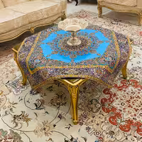 ست رومیزی ترمه 5 تکه طرح آوین(آبی فیروزه ای)