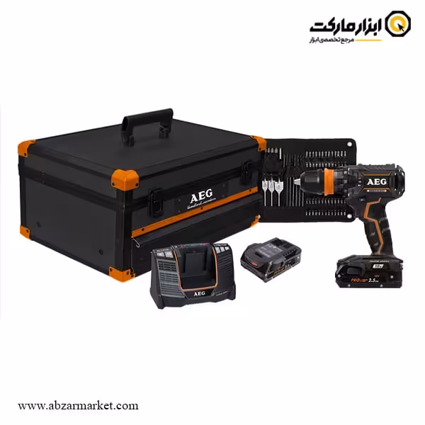 دریل شارژی چکشی AEG براشلس لیتیوم 18 ولت مدل BSB18CBLLE-252