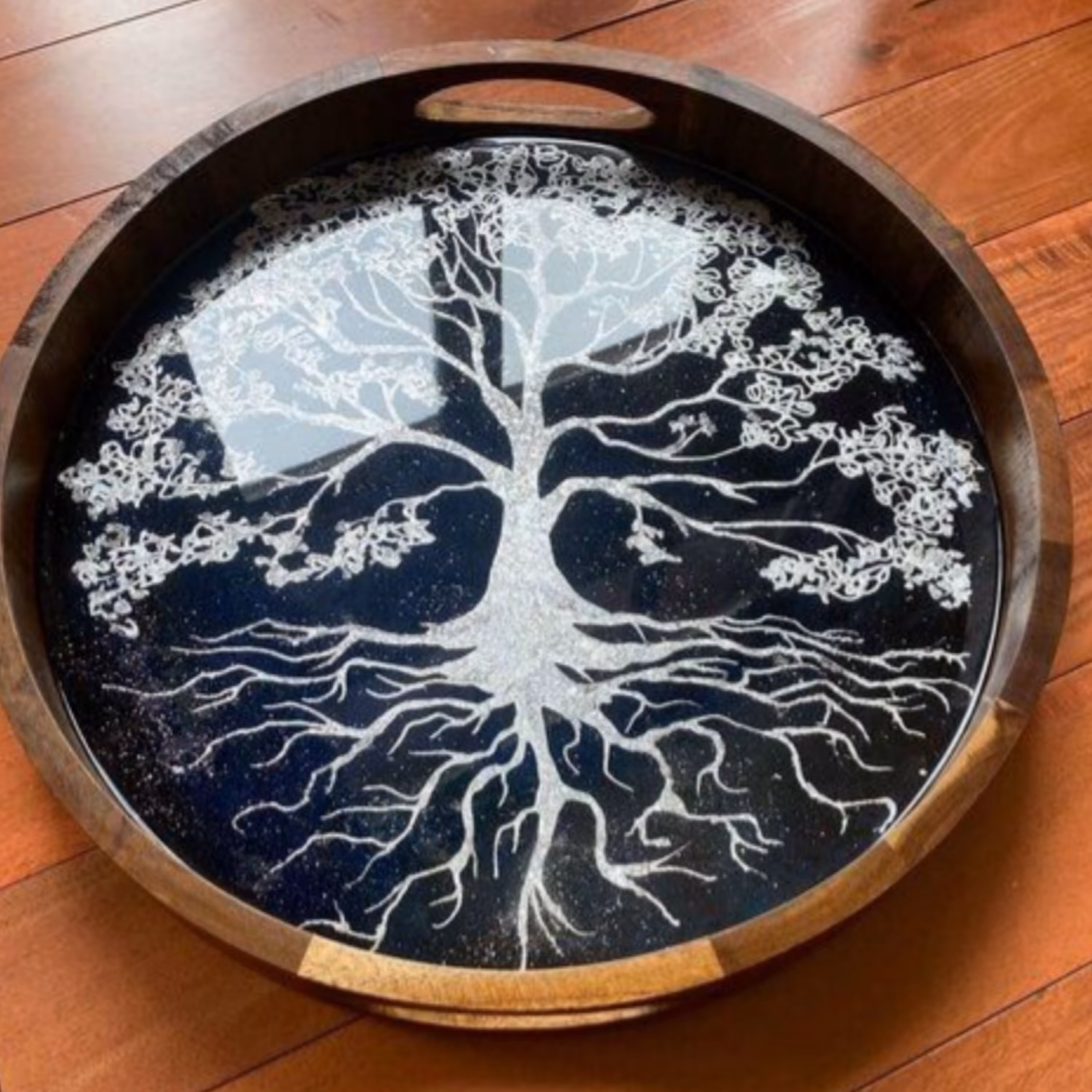 سینی رزینی چوبی طرح درخت رویایی