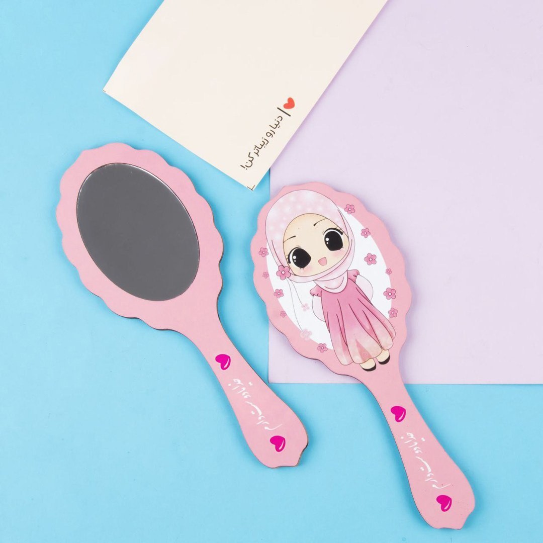 پک 6 عددی آینه دسته دار بیضی چوبی