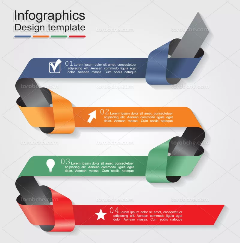 وکتور اینفوگرافیک رنگارنگ 4 بخشی با کیفیت | گرافیک با طعم تربچه