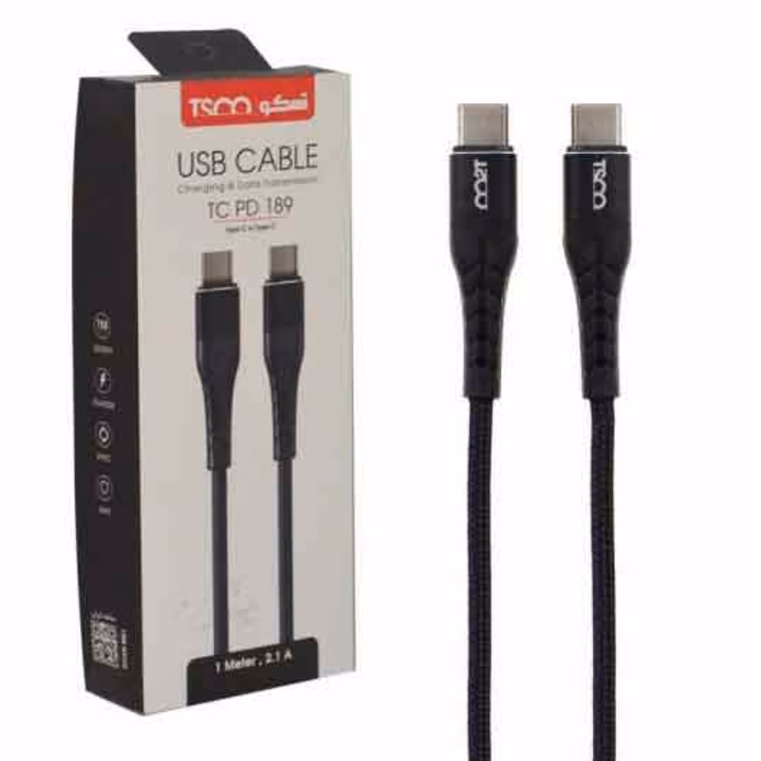 کابل شارژ Type-C به Type-C تسکو TC PD 189 با گارانتی 6 ماهه