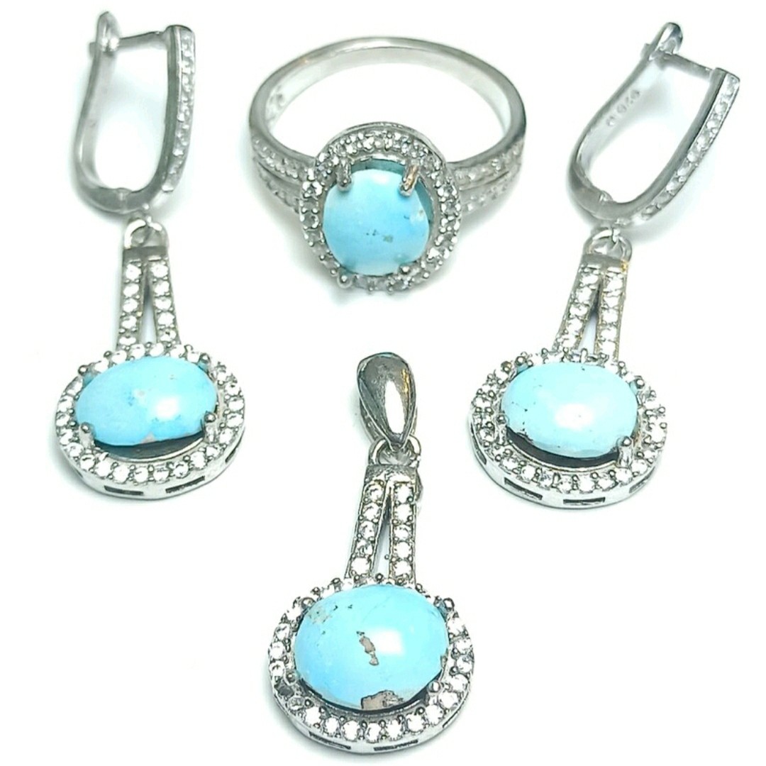 نیم ست نقره همراه فیروزه نیشابوری 4