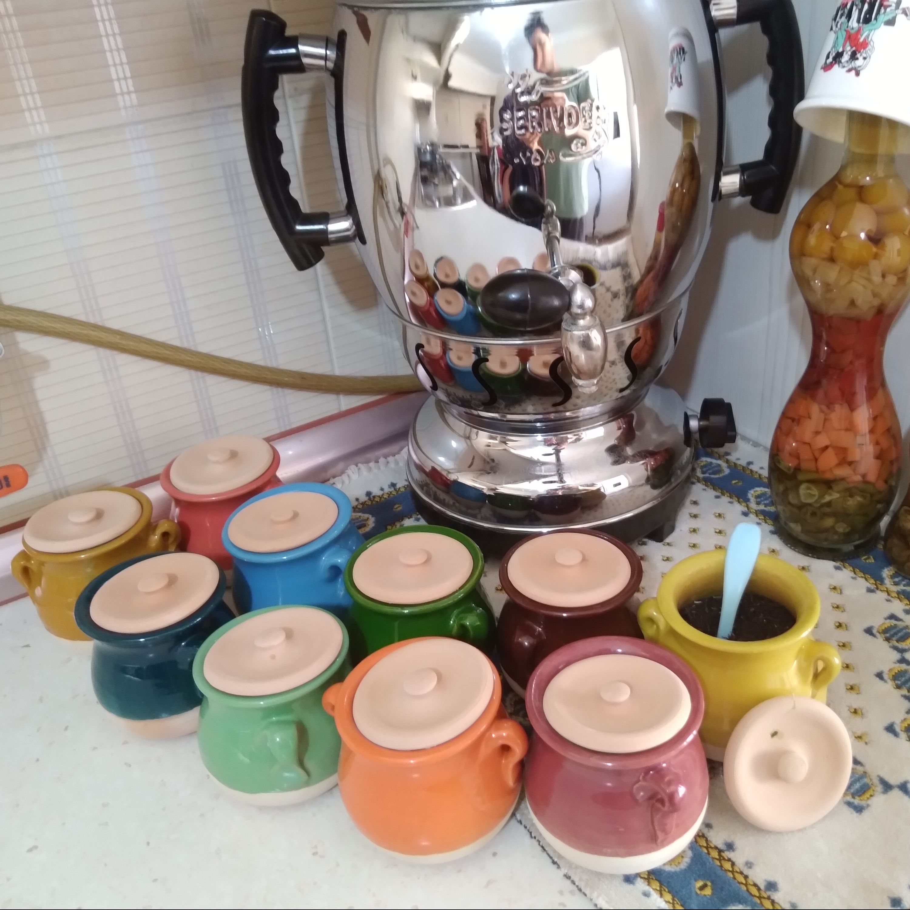 جا ادویه سفالی فانتزی طرح دیگچه