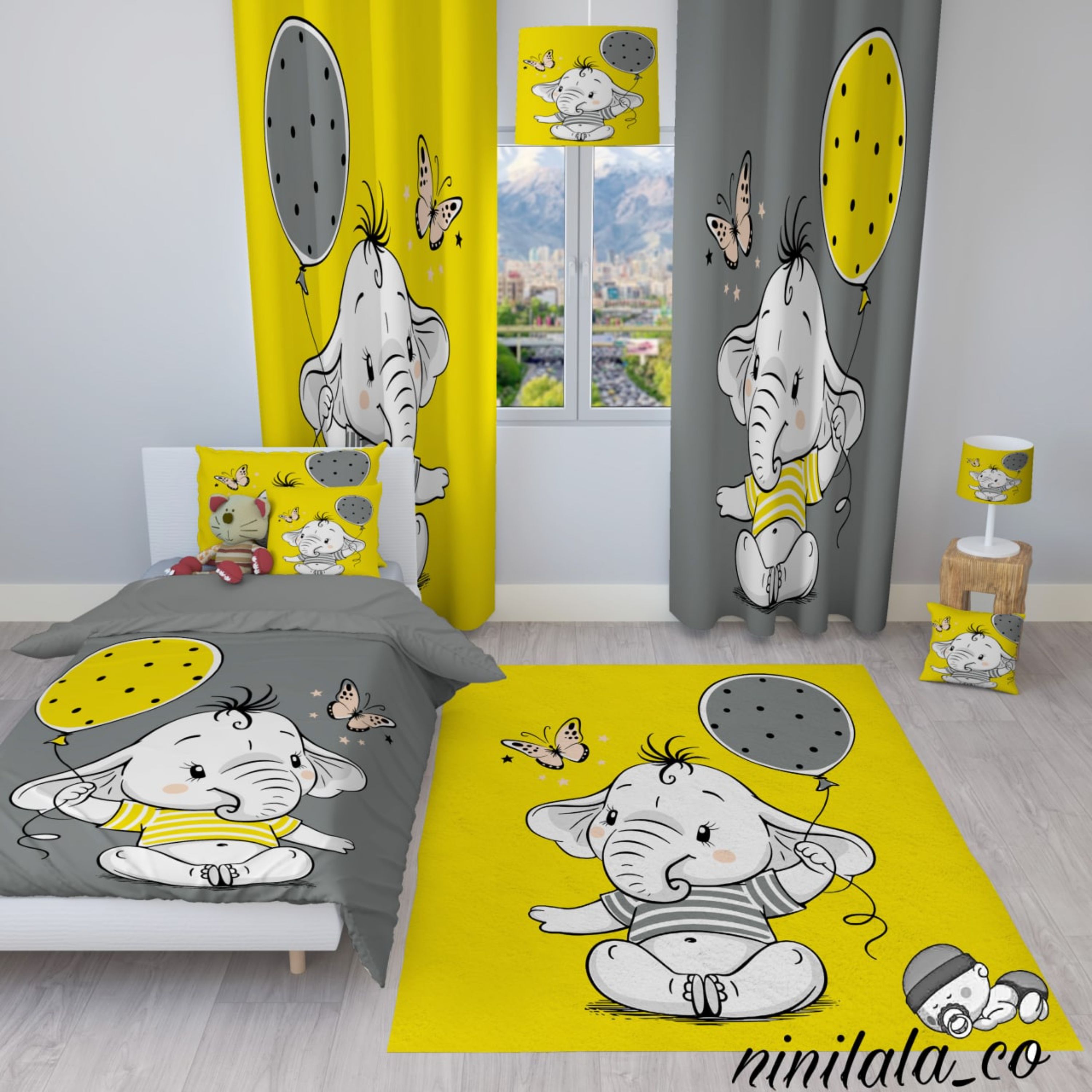 ست روتختی مخمل و فرشینه اسپرت طرح فیل کوچولوی جذاب